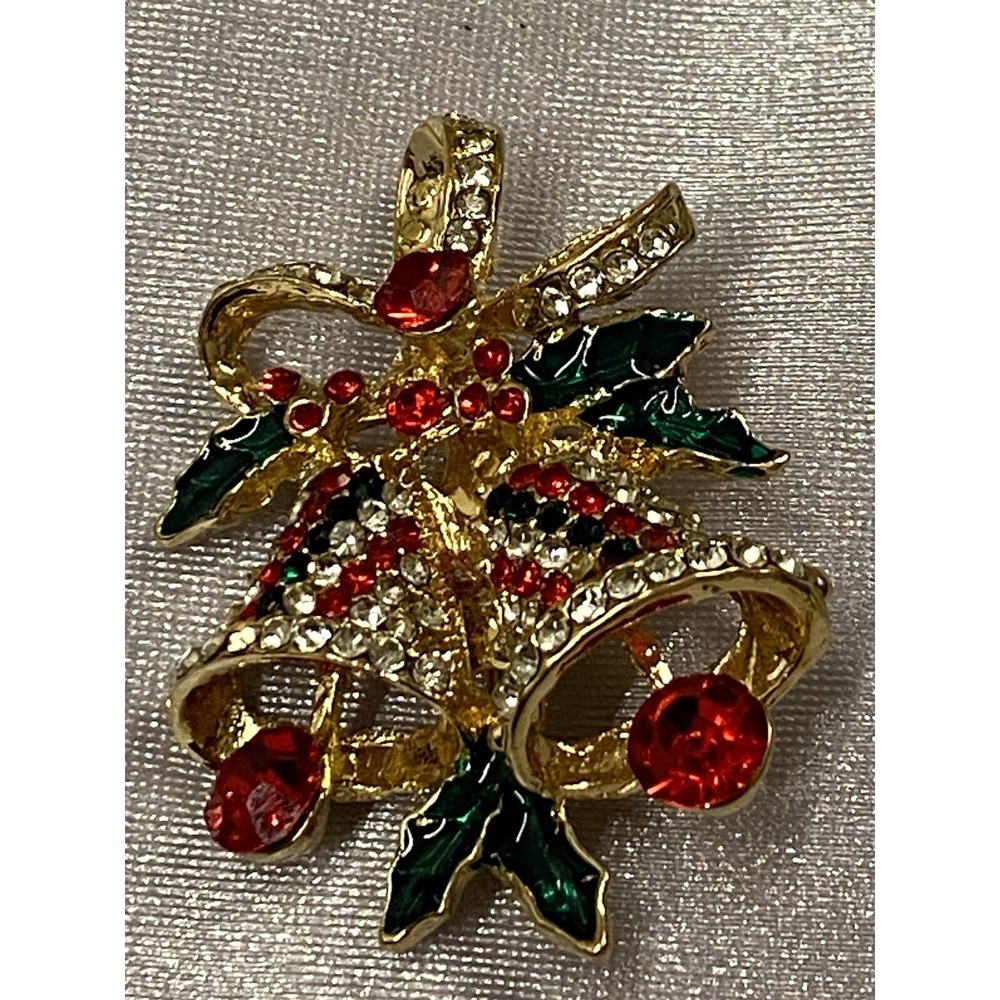 CHRISTMAS BELLS Full Of Rhinestone Brooch Pin Great To Decorate Any Outfit New